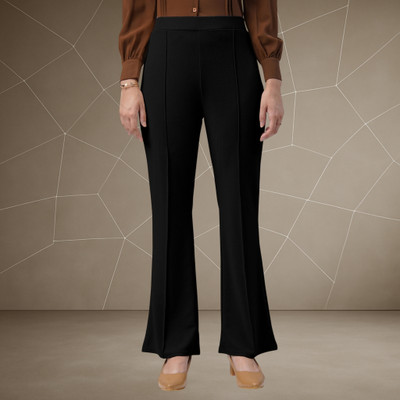 Looksky Loose Fit Women Black Trousers