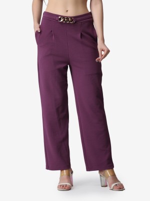 POPWINGS Relaxed Women Purple Trousers