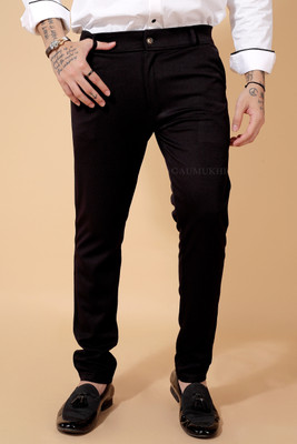 GAUMUKHI CREATION Slim Fit Men Black Trousers