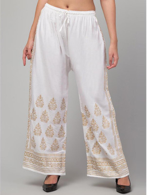 FamBee Flared Women White Trousers