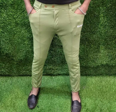 BONSAIPLUS Solid Men Green Track Pants