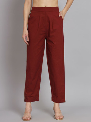 REAM Regular Fit Women Maroon Trousers