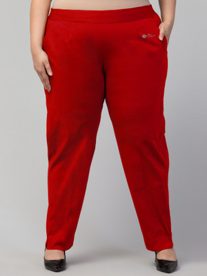 STYLE PREZONE Slim Fit Women Red Trousers