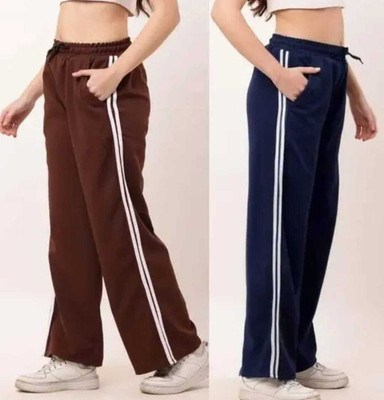 fashionrekh Regular Fit Women Brown, Dark Blue Trousers