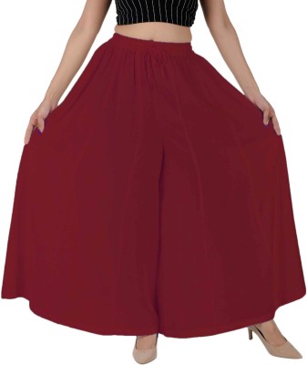 Rajvila Flared Women Maroon Trousers