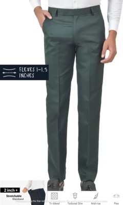 Blends Trendz Regular Fit Men Dark Green Trousers