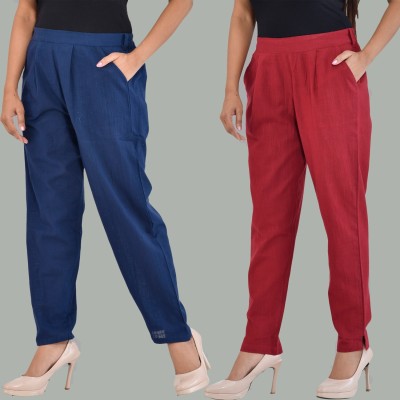 Me Craft Regular Fit Women Dark Blue, Maroon Trousers