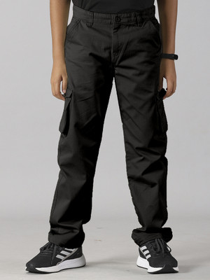 KiddoPanti Regular Fit Boys Black Trousers