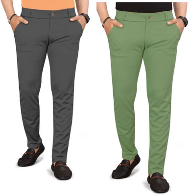 KENDORE Regular Fit Men Grey, Light Green Trousers