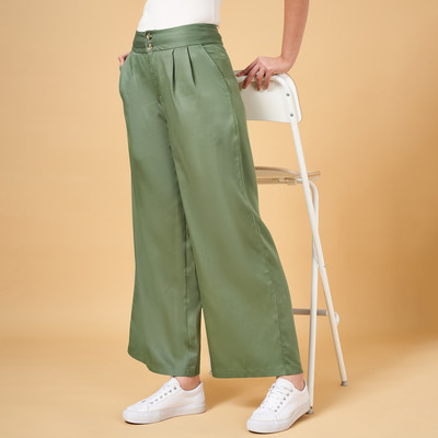 Honey By Pantaloons Relaxed Women Green Trousers