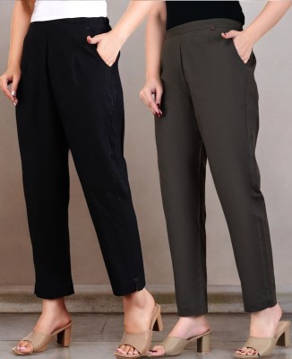 Gamyam Regular Fit Women Black, Grey Trousers