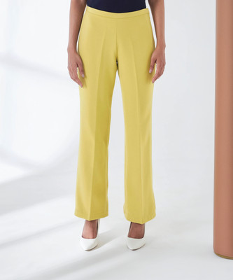 SALT ATTIRE Straight Fit Women Yellow Trousers