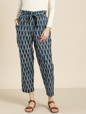 Shae by SASSAFRAS Regular Fit Women Dark Blue, White Trousers