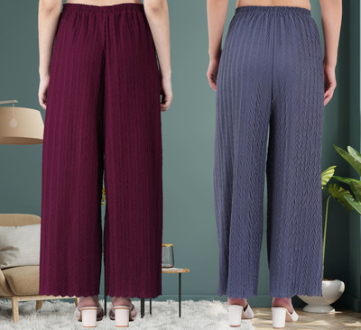 Clifton Fab Comfort Fit Women Purple, Grey Trousers
