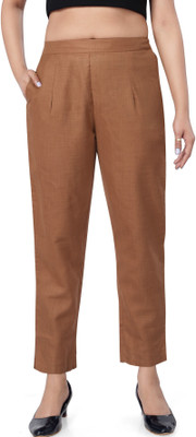 Rautelas Co Slim Fit Women Brown Trousers
