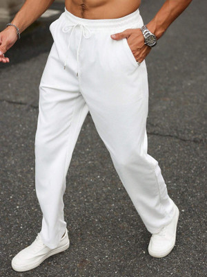 WARCOURT Loose Fit Men White Trousers