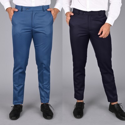 MANCREW Regular Fit Men Dark Blue Trousers