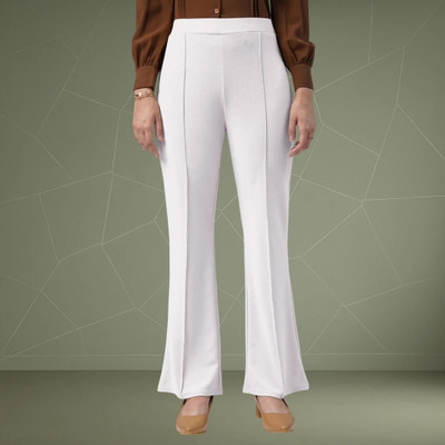Trouserwala Comfort Fit, Regular Fit Women White Trousers