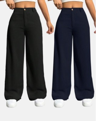 NUCOUTHS the style you love Regular Fit Women Black, Blue Trousers