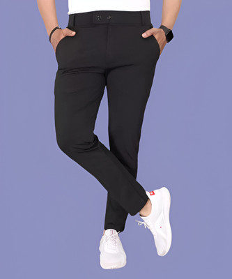 GIBBONTE Slim Fit Men Black Trousers