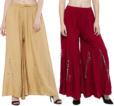 SMASUMM Comfort Fit Women Maroon, Beige Trousers