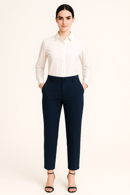 Divain Regular Fit Women Blue Trousers