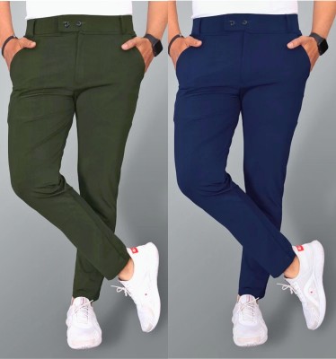 Vimla Textile Regular Fit, Slim Fit Men Green, Blue Trousers