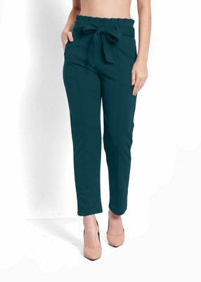 ELVORA Slim Fit Women Green Trousers