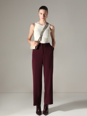 VERO MODA Straight Fit Women Maroon Trousers