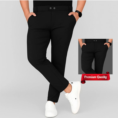 STYROVA. Slim Fit Men Black Trousers