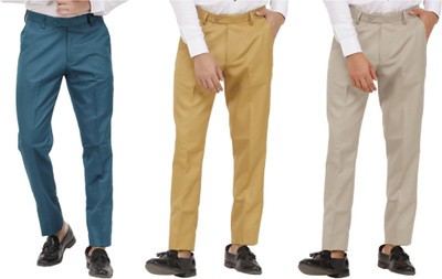 LAHSUAK Regular Fit Men Dark Blue, Khaki, Beige Trousers