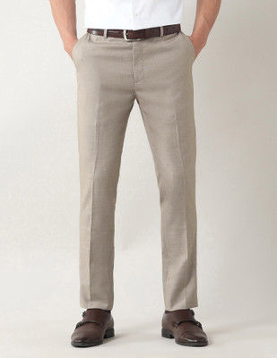 ARROW Slim Fit Men Beige Trousers