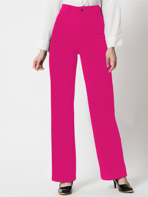Toochki Slim Fit Women Pink Trousers