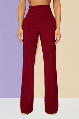 AKOTTY Comfort Fit, Regular Fit Women Maroon Trousers