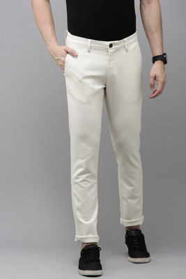 VAN HEUSEN Slim Fit Men Cream Trousers