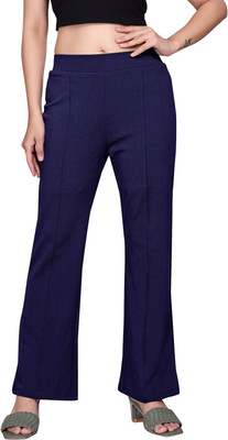 KNOVA Straight Fit Women Dark Blue Trousers