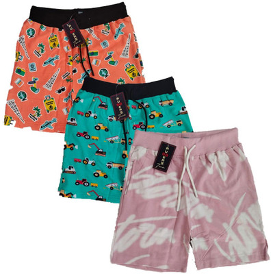 MVClothing Short For Boys & Girls Casual Printed Pure Cotton(Multicolor, Pack of 3)