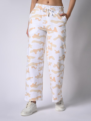 Kraus Jeans Women High-Rise Athleisure Relaxed Women Beige, White Trousers