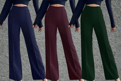 Parona Regular Fit Women Blue, Maroon, Green Trousers
