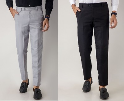 SHREEAARVI Regular Fit Men Grey, Black Trousers