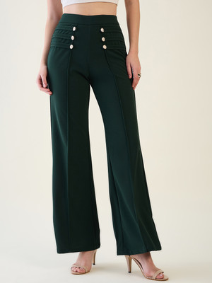 AAYU Comfort Fit Women Green Trousers