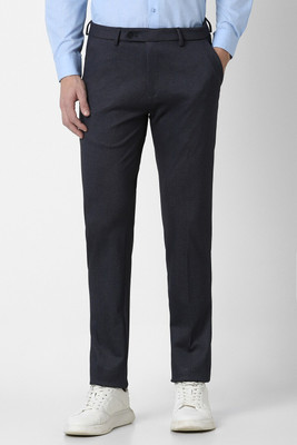 PETER ENGLAND Slim Fit Men Dark Blue Trousers