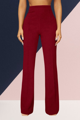 AKOTTY Regular Fit Women Maroon Trousers