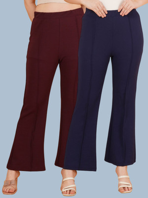 Kintu Parantu Regular Fit Women Maroon, Blue Trousers