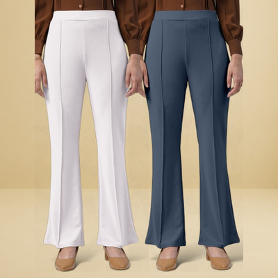 nitafashion Loose Fit Women White, Grey Trousers
