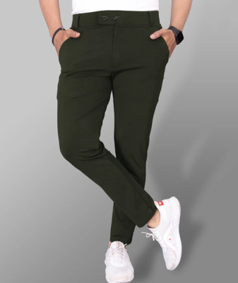 CIVIRASTYLE Regular Fit Men Dark Green Trousers