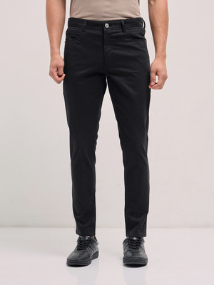 THE BEAR HOUSE Slim Fit Men Black Trousers