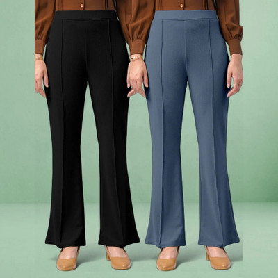 jenile stoor Comfort Fit, Regular Fit Women Black, Grey Trousers