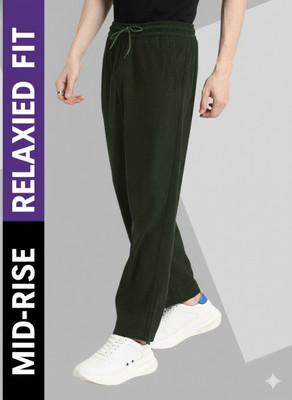 NIVEDANM Relaxed Men Dark Green Trousers
