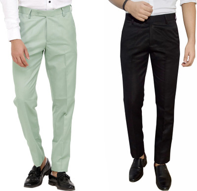 Kundan Regular Fit Men Light Green, Black Trousers